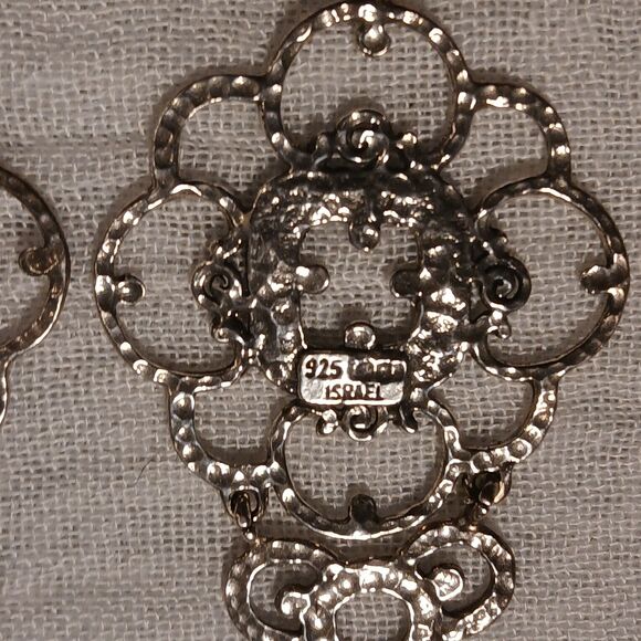 Sterling Silver Zoa Numan Chandelier Pierced Earrings 925 Israel 3" Long - Picture 3 of 8